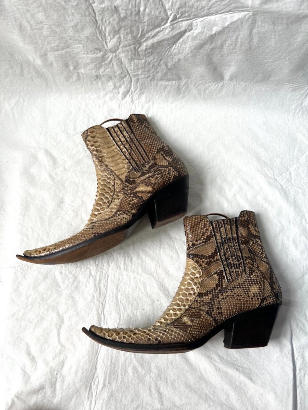 Gray Mer Snakeskin western boots EU 40 womens 10 boa leather pointed toe booties - Picture 6 of 14